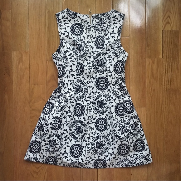 Blue and white pattern print A line summer dress - Picture 1 of 4